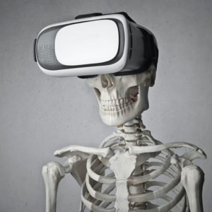 Bild von einem Skelett mit VR Headset